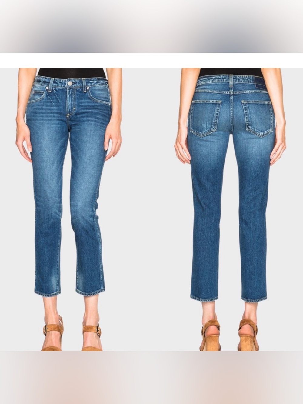 AMO Kate Style Cropped Straight-Leg Jeans, Size 27